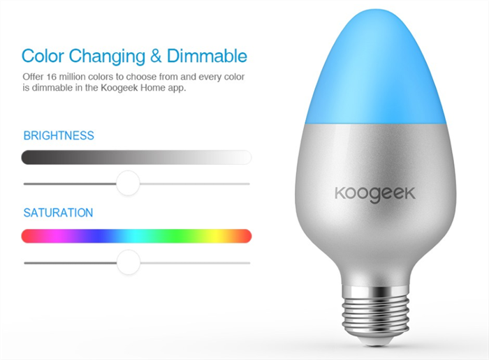 Koogeek Wi-Fi Enabled E27 8W Color Changing Dimmable Smart LED